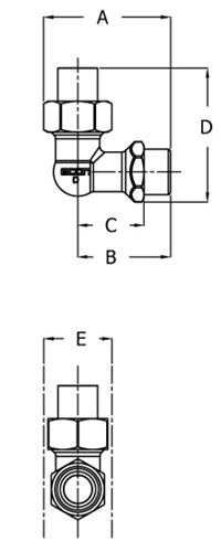 Peilglasknie 1/2″ onderzijde