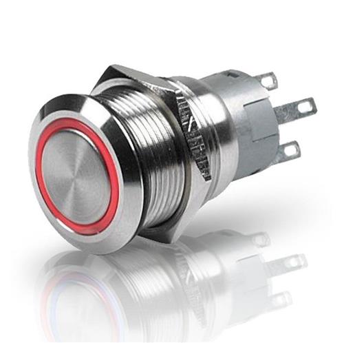Hella drukknop rvs 12V aan/uit LED rood ø19mm
