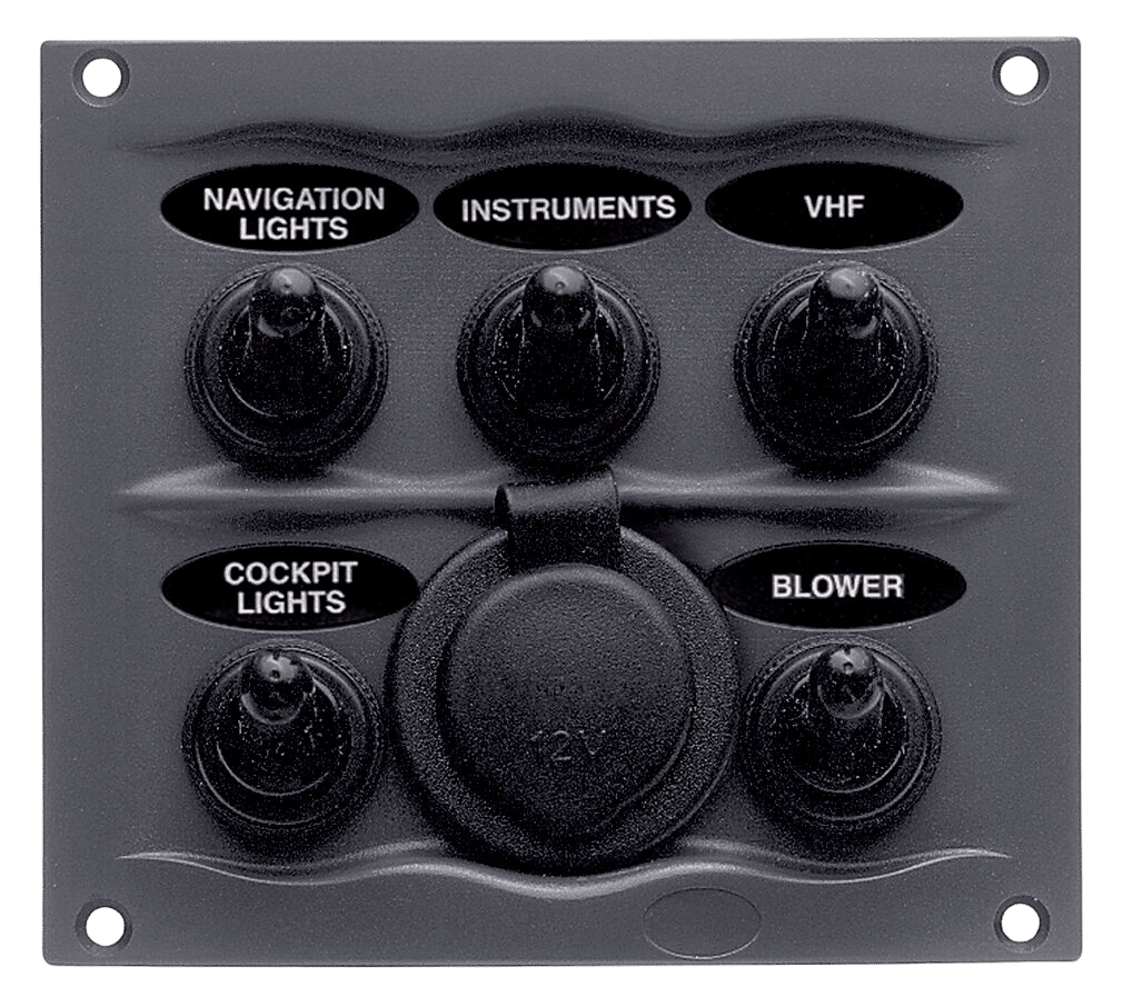 BEP Schakelpaneel 5 schakelaars & 12 V stopcontact