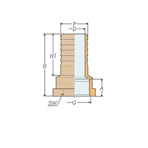 Slangtule 1/2″x13 messing binnendraad
