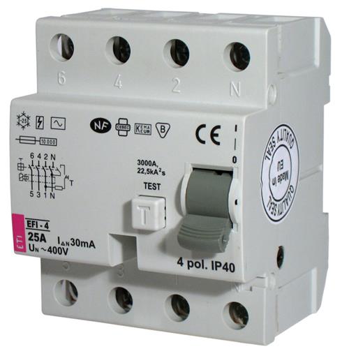Aardlekschakelaar C 4P 63A 30mA max. 400Vac