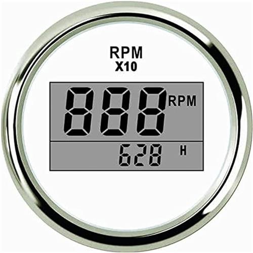 Hollex toeren/urenteller digitaal wit/rvs 9-32V