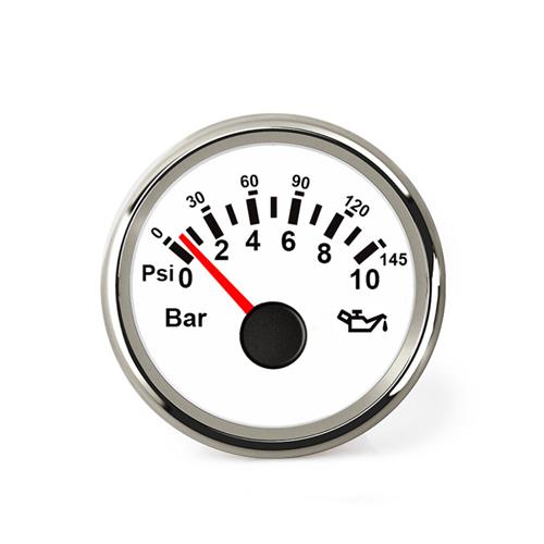 Hollex oliedrukmeter wit/rvs 9-32V 0-10 Bar