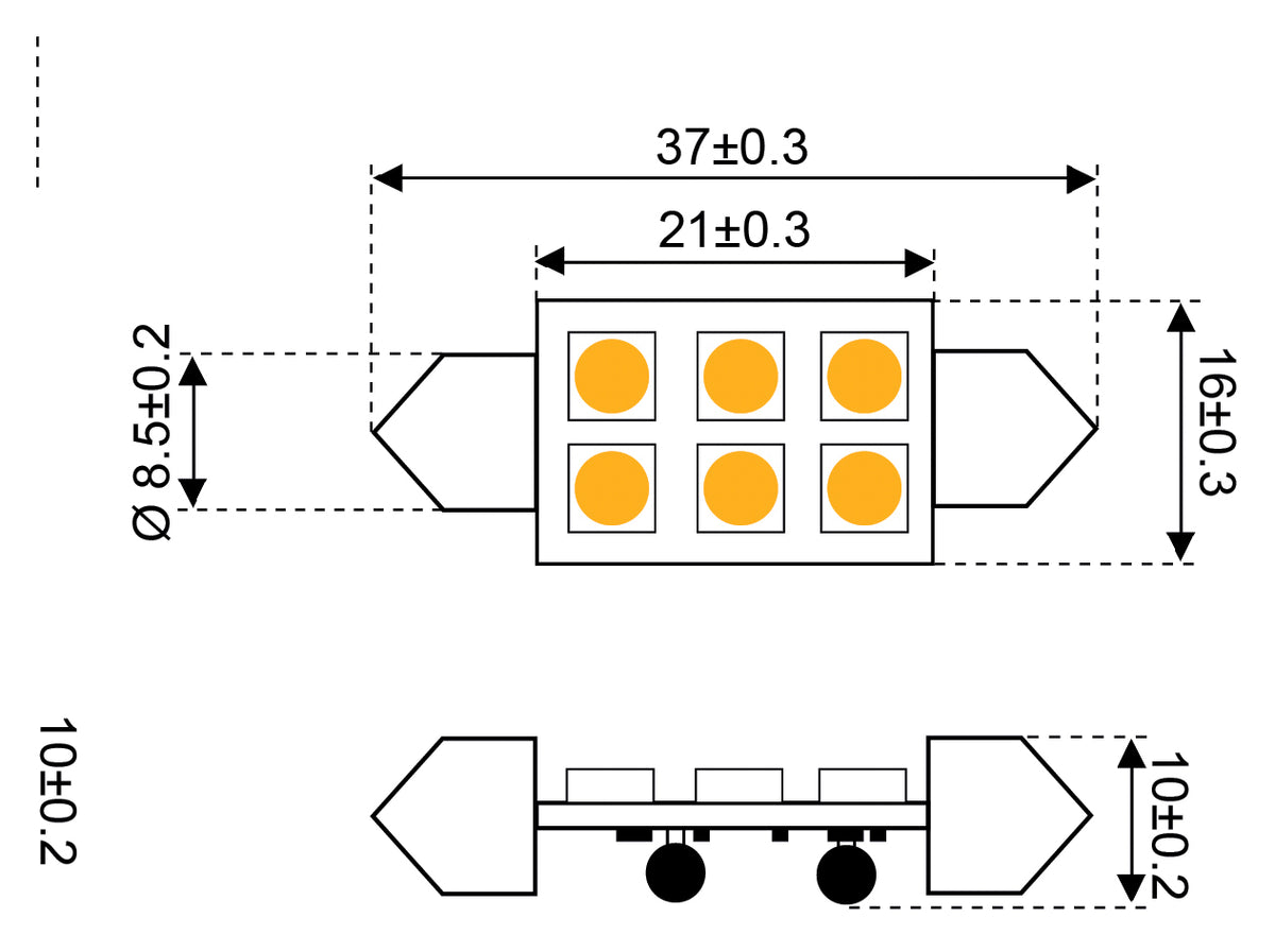 Talamex Ledlamp led6 festoon 10-30 V 37 mm