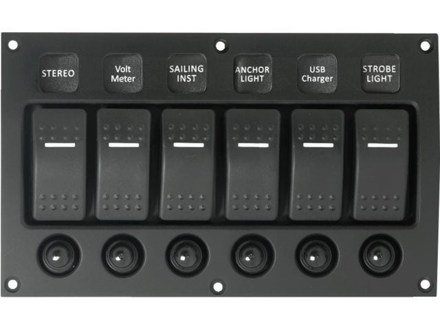 Talamex Schakelpaneel curved 6 schakelaars 12/24 V