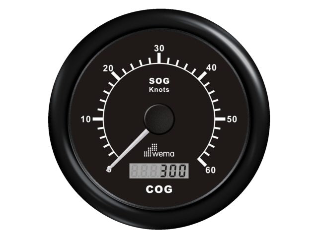 Wema GPS-snelheidsmeter 0-60 kn zwart incl. antenne