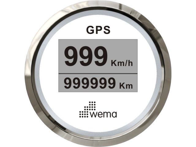Wema Silver serie GPS-snelheidsmeter digitaal 52 mm wit