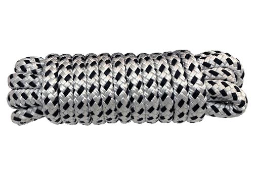 Hollex landvast polyester wit/zwart 10mm 16 strengen L=4mtr