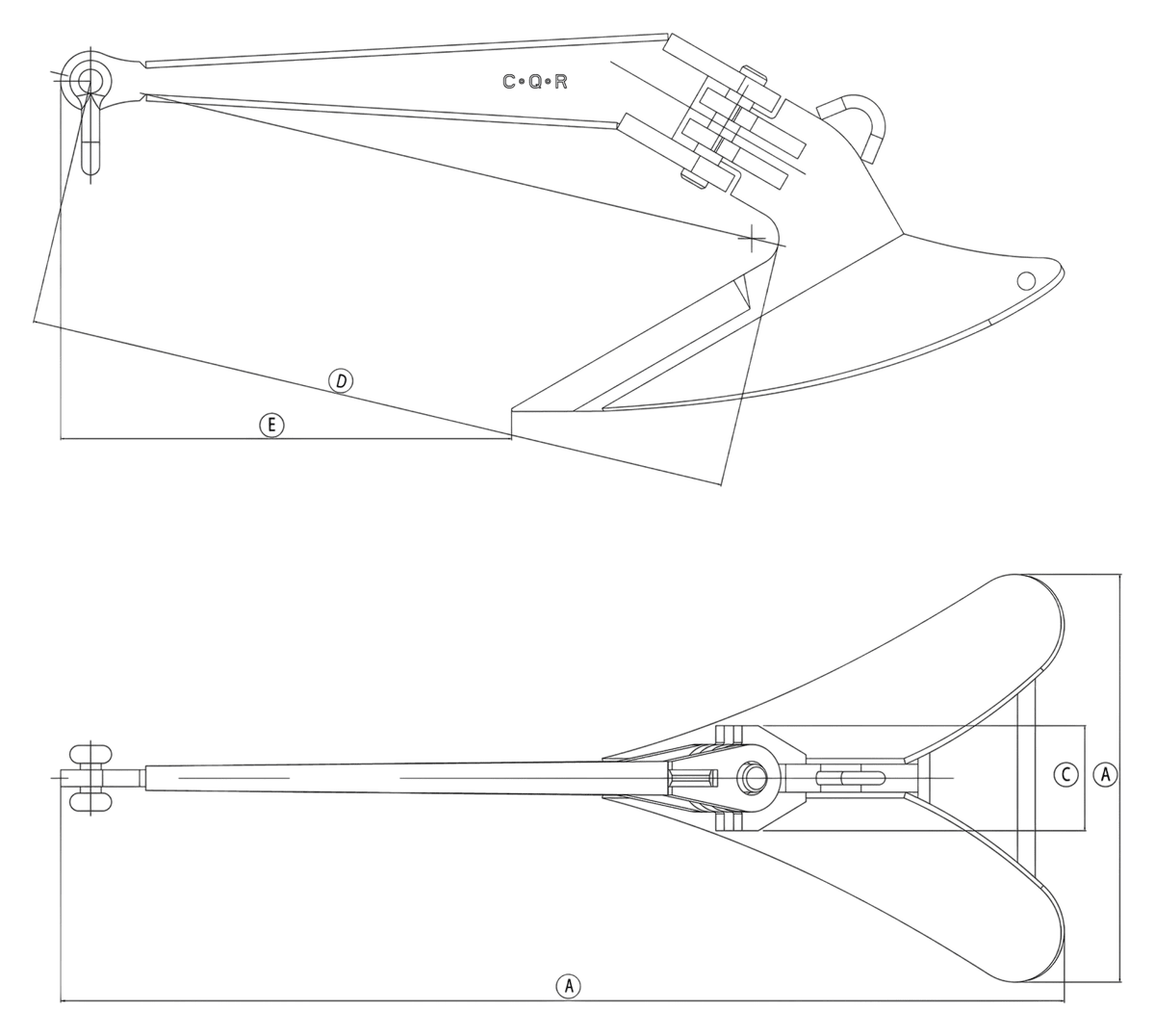 Lewmar 56509W CQR® anker NS gegalvaniseerd 34 kg/75 lbs
