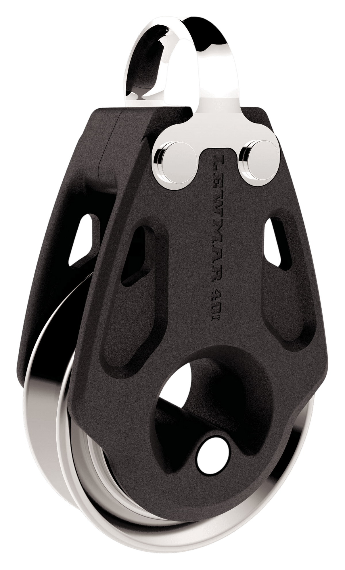 Lewmar staaldraadblok 40 mm met band, zwaar, zwart, 29901401BK