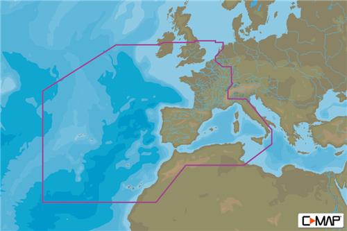 C-MAP geheugenkaart MAX - West Europese Kust & West Middelandse Zee