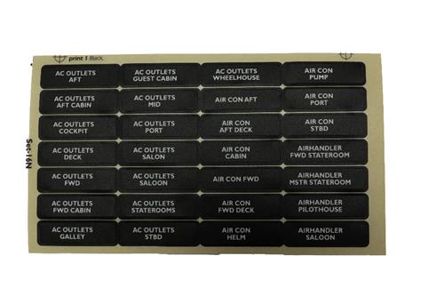 BEP Marine Label Set Voor stroomonderbreker paneel - Set 16