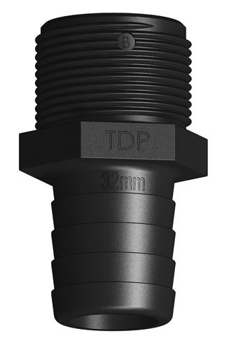 Tru Design slangtule 32mmx1 1/4”BSP buitendraad lang