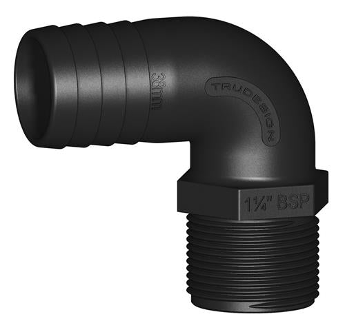 Tru Design slangtule 90° (ongelijk) 38mmx1 1/4”BSP