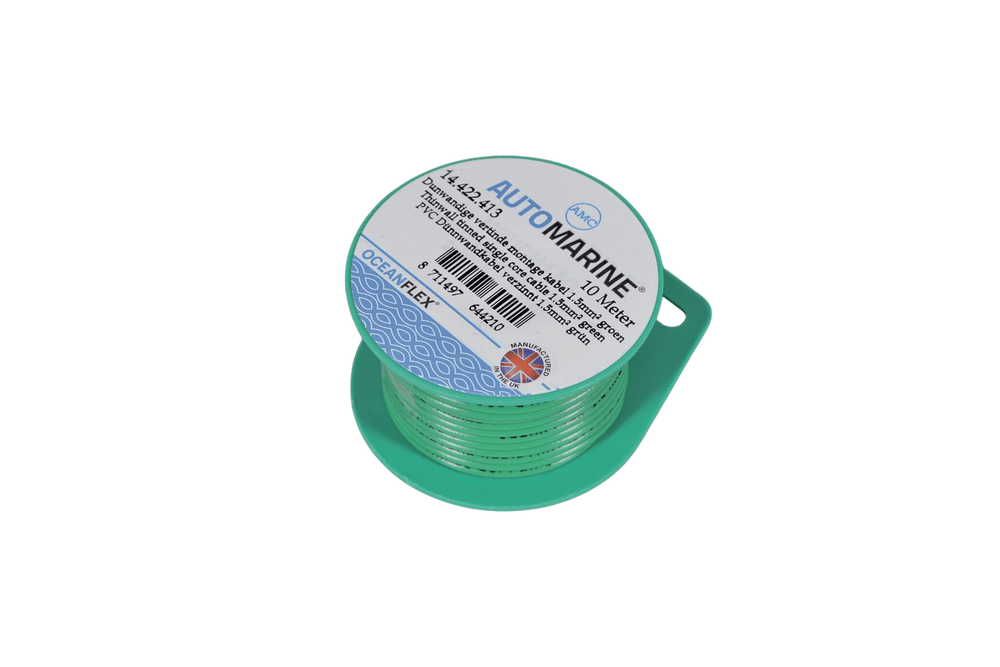 Dunwandige vertinde montage kabel 1.5mm² groen (10m)