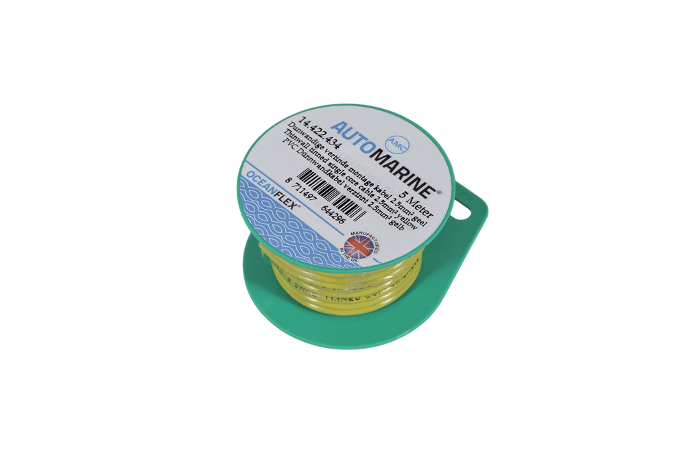 Dunwandige vertinde montage kabel 2.5mm² geel (5m)