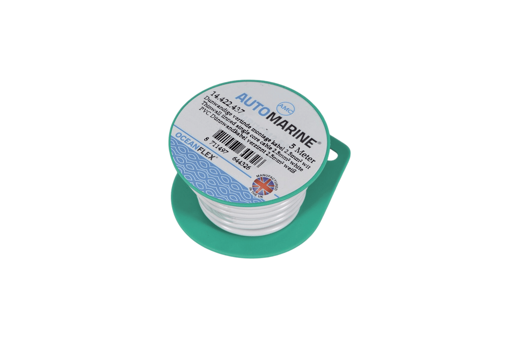 Dunwandige vertinde montage kabel 2.5mm² wit (5m)