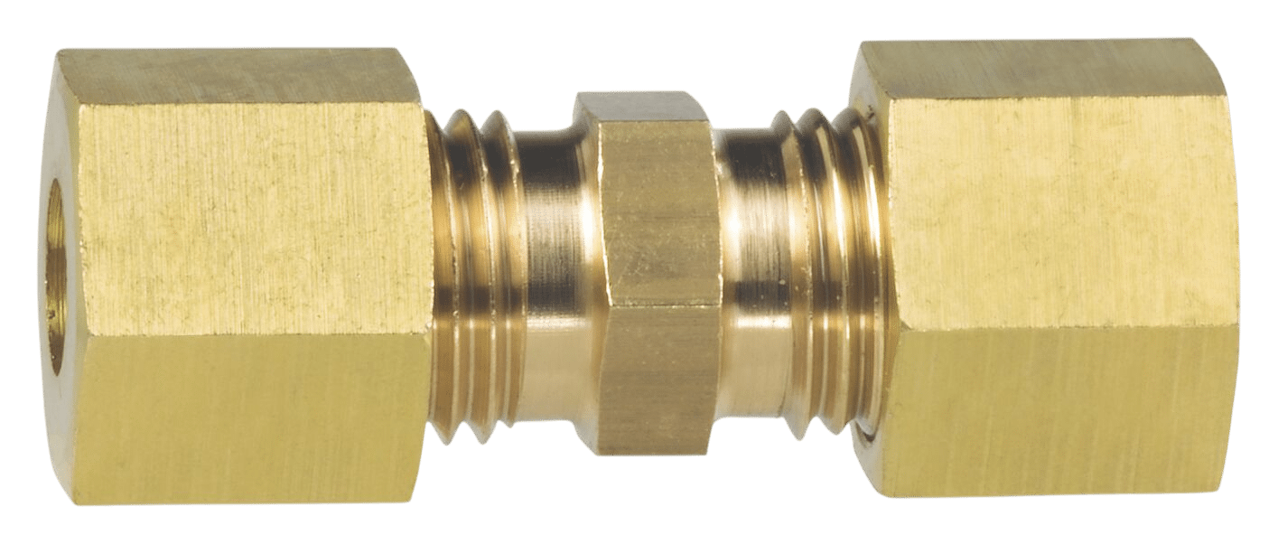 Rechte messing koppeling 8mm knel x 8mm knel