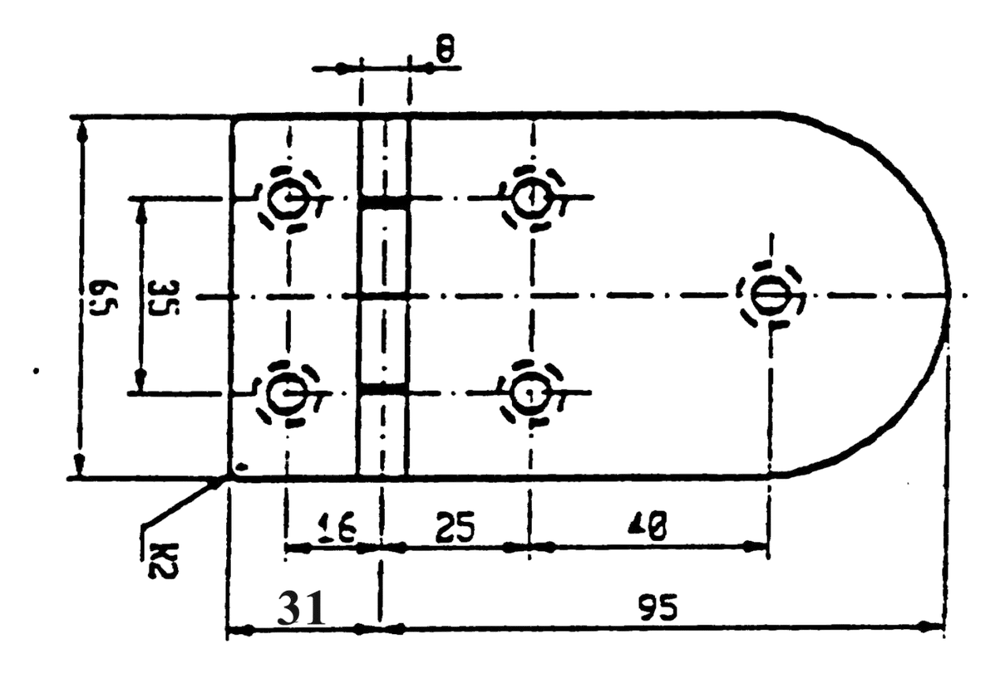 Scharnier rvs 120.4x65mm 90°