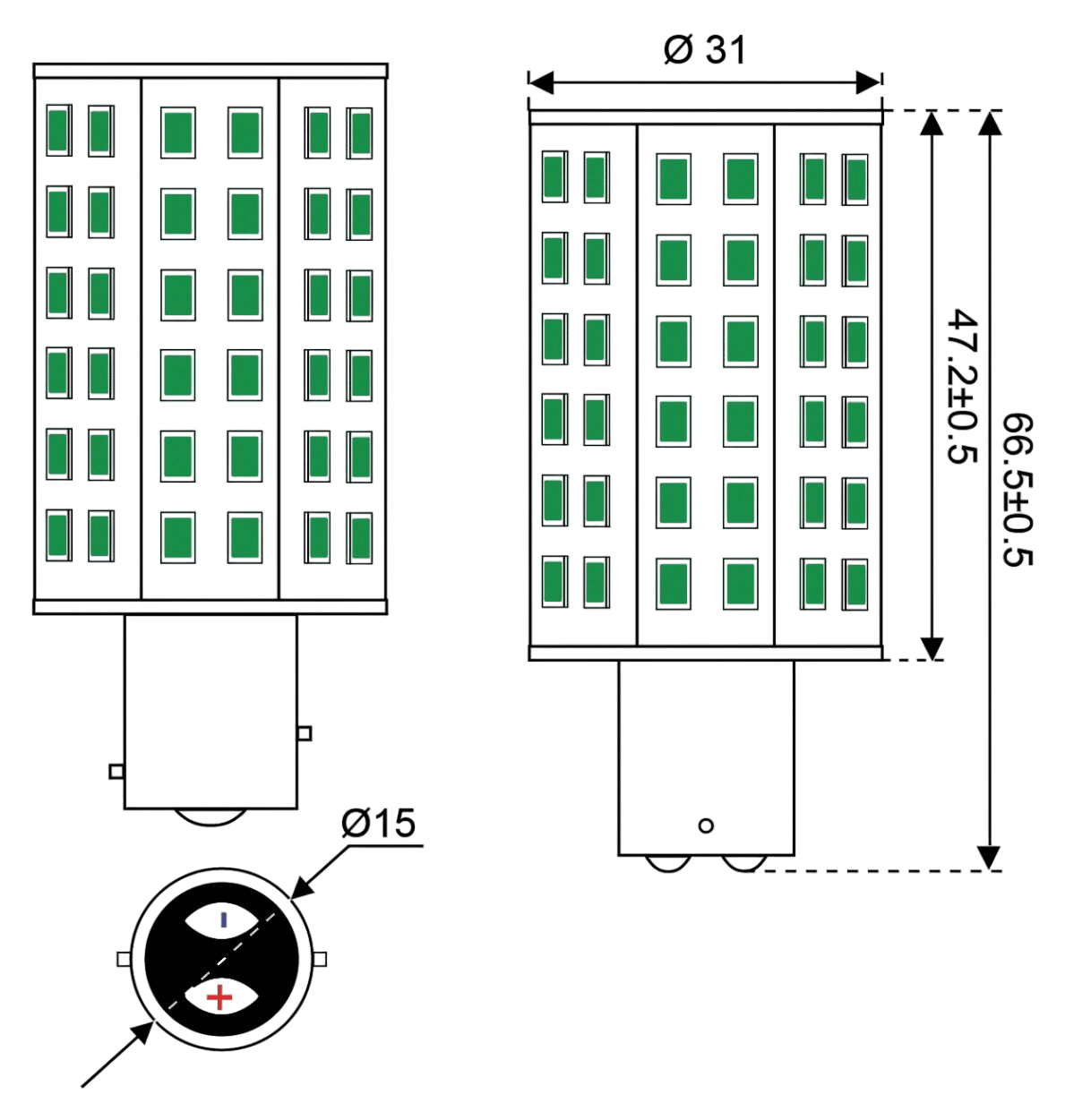 Talamex Ledlamp led60 10-30 V BAY15D groen