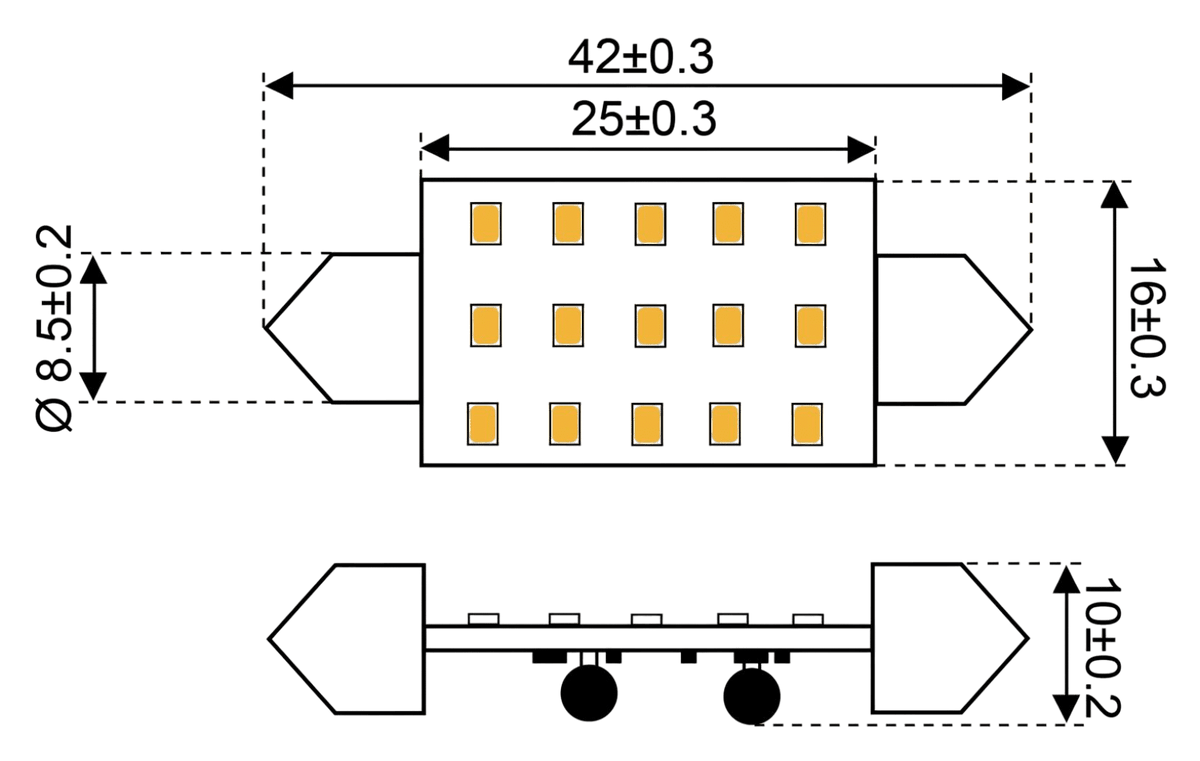 Talamex Ledlamp led15 festoon 10-30 V 42 mm 2700K