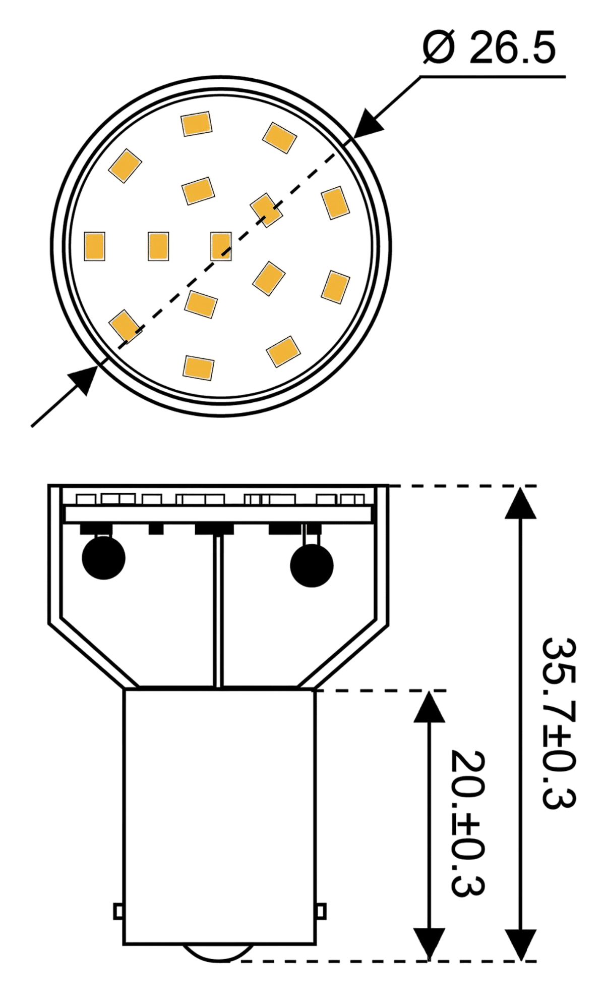 Talamex Ledlamp led15 10-30 V BA15S 2700K