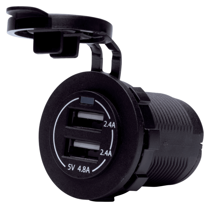 Talamex USB stopcontact dubbel 4,8 A zwart met flush frame
