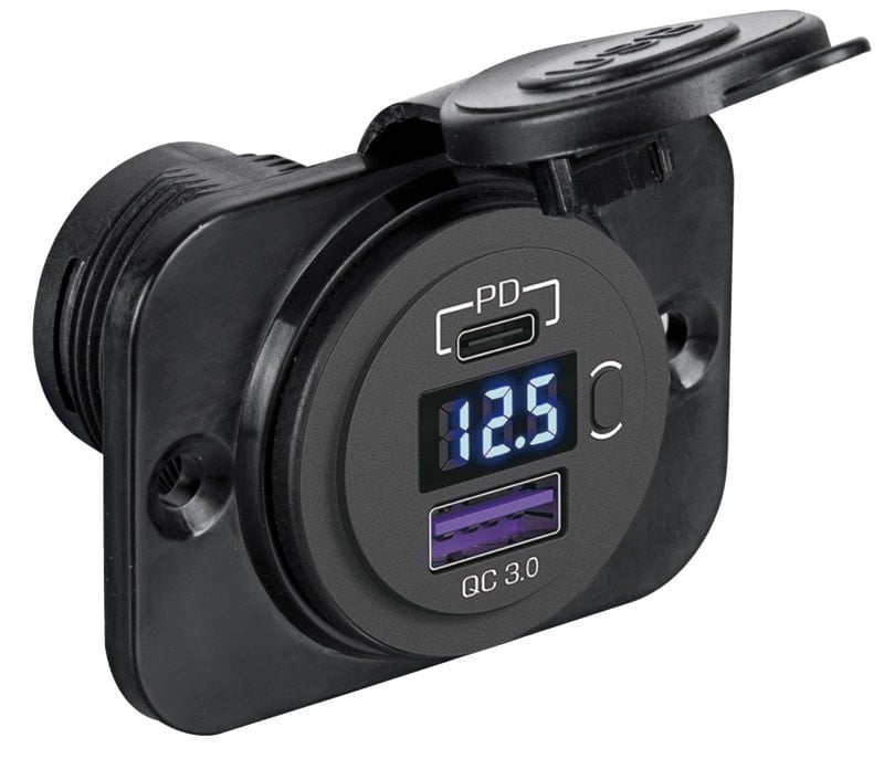 Digitale voltmeter + dubbele USB-stekker Type A+C