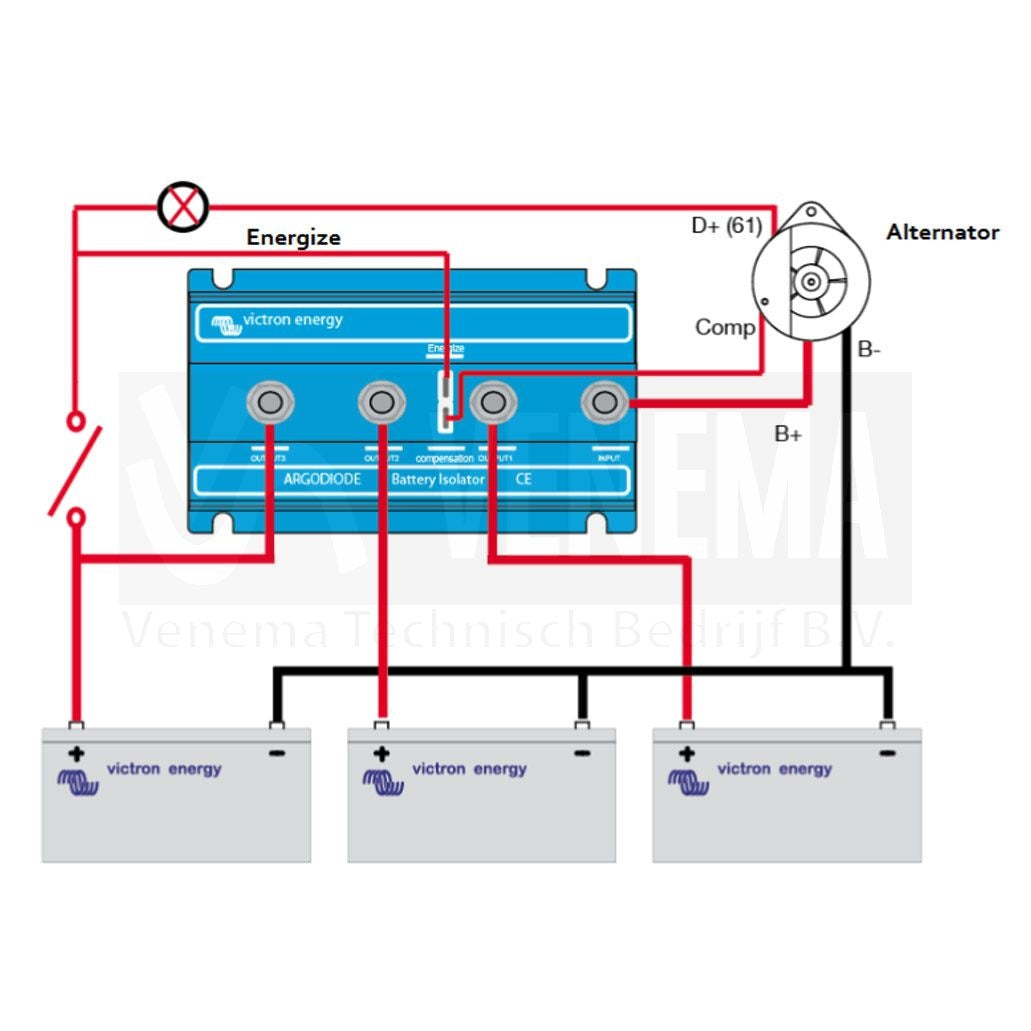 Victron Argo Diode laadstroomverdeler 80A 2AC – afbeelding 2
