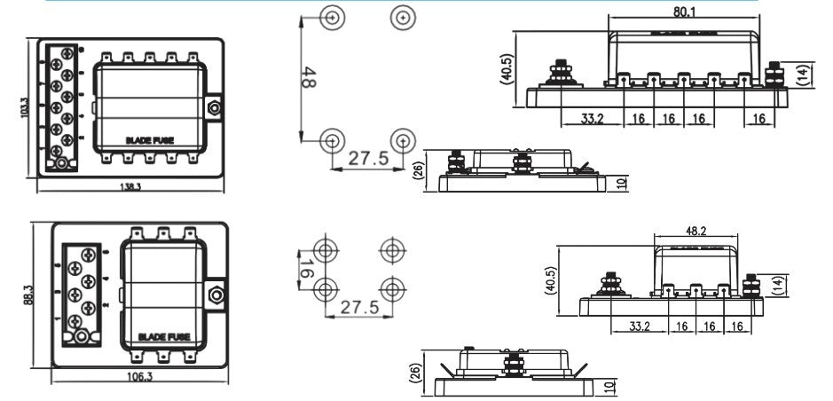 Zekeringhouder met busbar 10V – afbeelding 2
