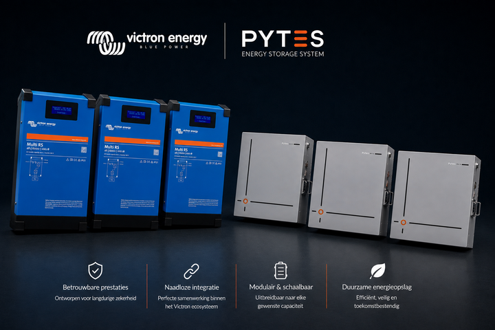 3 fase pakket Pytes 35,34 kWh en Victron Multi RS solar 18 kVa
