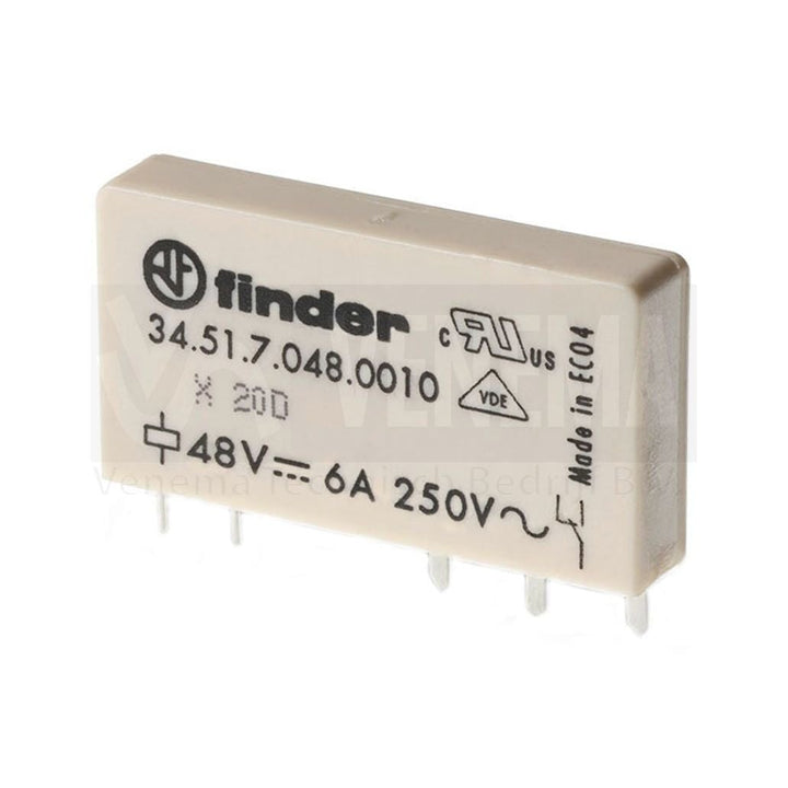 Finder Elektromechanische smalle insteek-/printrelais 6A 60V