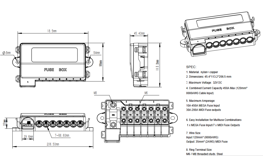 VTB 8-voudige heavy duty zekeringhouder – afbeelding 4