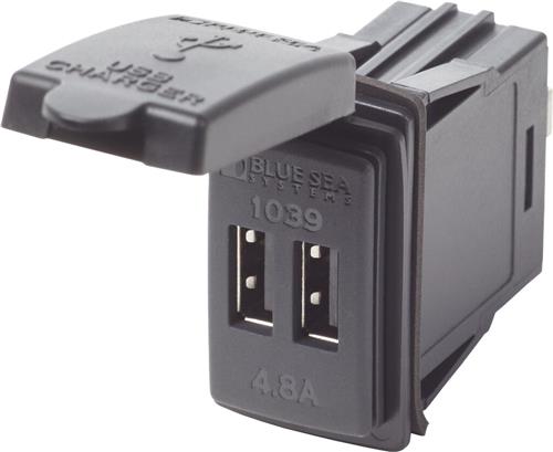 Blue Sea Systems 12/24VDC dual USB lader 48A switch