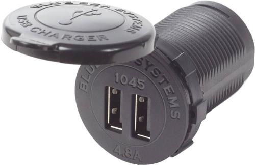 Blue Sea Systems 12/24VDC dual USB lader 48A socket