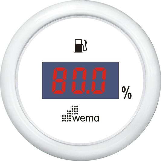 Tankmeter brandstof digitaal 0-190 ohm wit