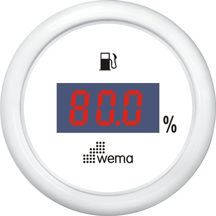 Tankmeter brandstof digitaal 0-190 ohm wit
