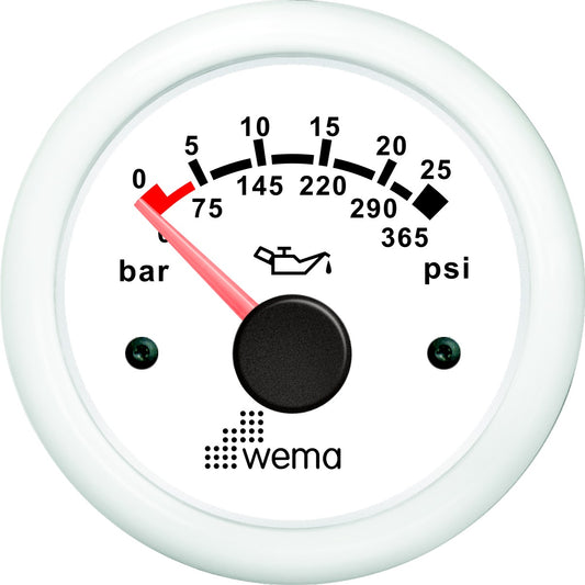 Oliedruk meter wit 365psi/25bar