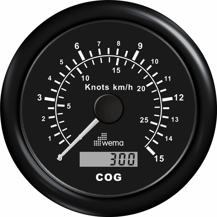 Wema GPS-snelheidsmeter zwart 15 kn/27 km/h