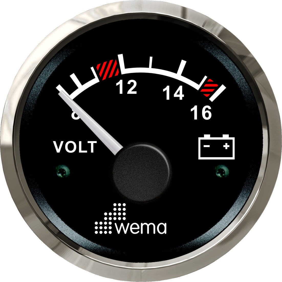 Wema Silver serie voltmeter 12 V zwart