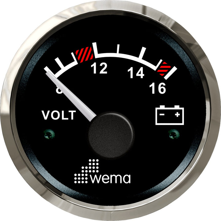 Wema Silver serie voltmeter 12 V zwart