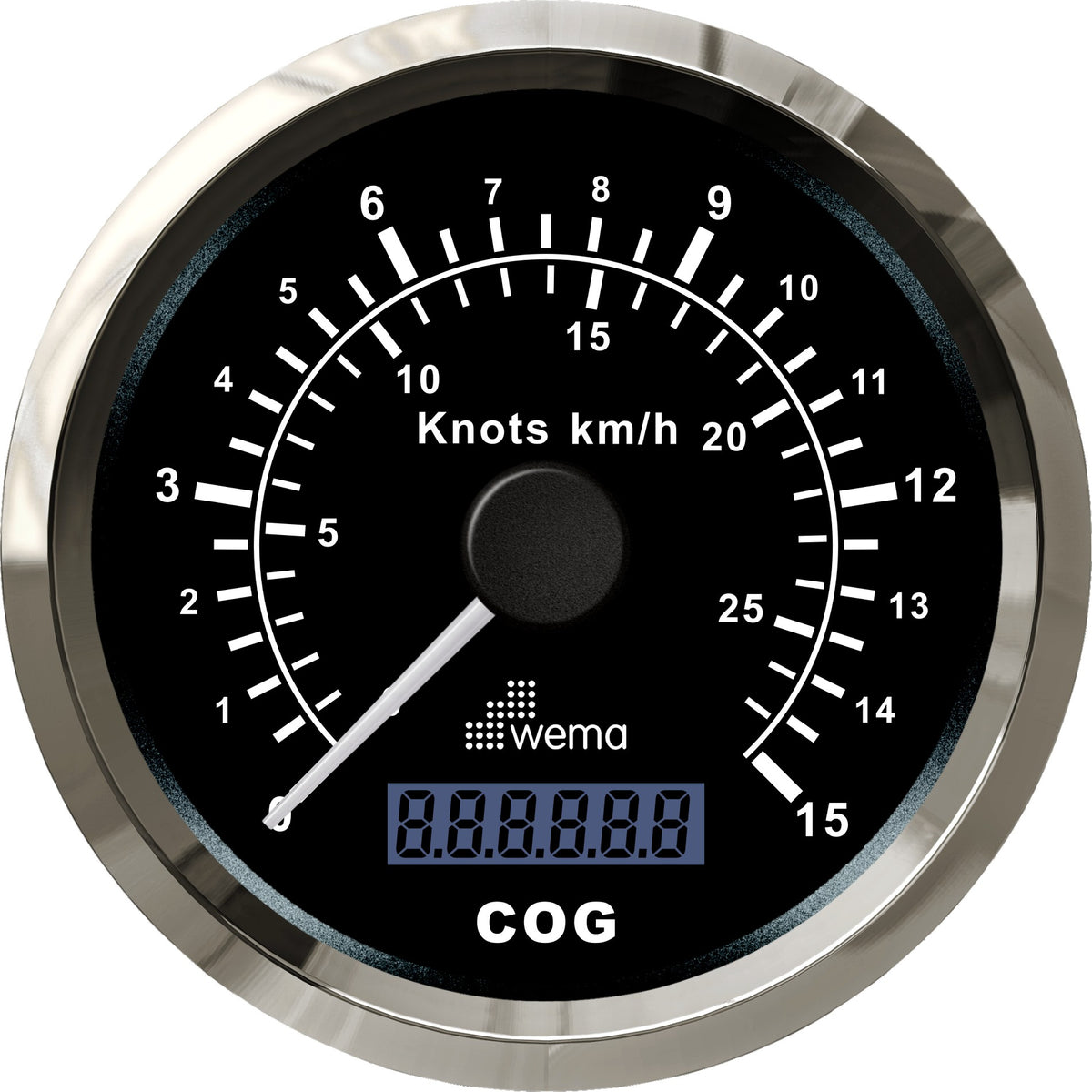 Wema Silver serie GPS-snelheidsmeter zwart 15 kn/27 km/h