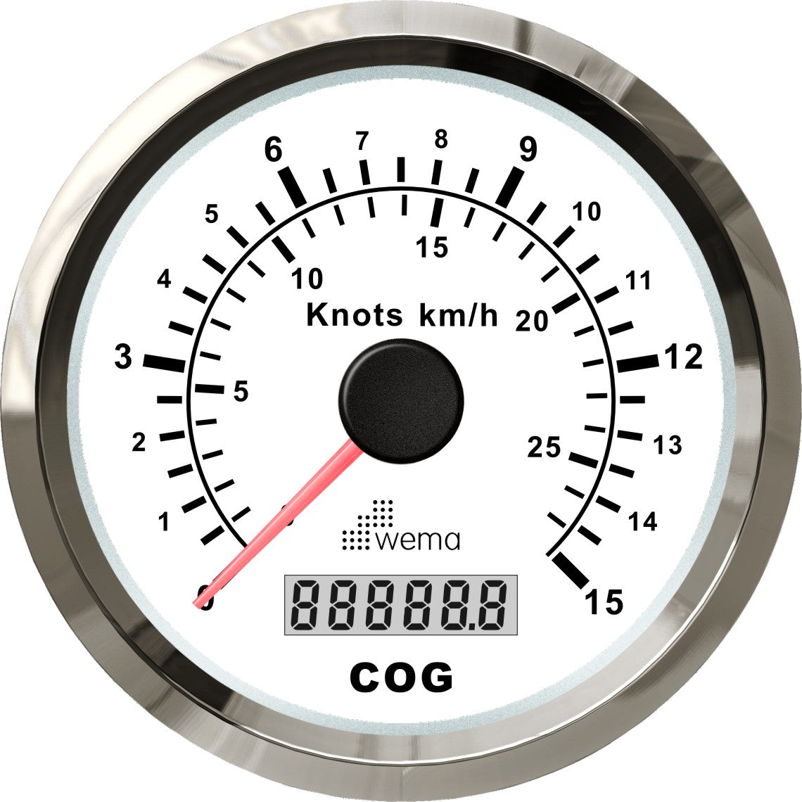 Wema Silver serie GPS-snelheidsmeter wit 15 kn/27 km/h
