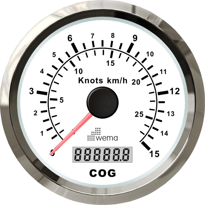 Wema Silver serie GPS-snelheidsmeter wit 15 kn/27 km/h