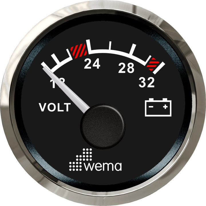 Wema Silver serie voltmeter 24 V zwart