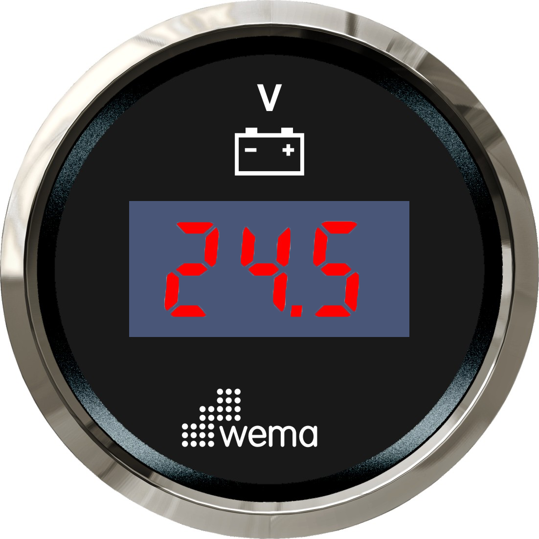 Wema Silver serie voltmeter LED 12 V zwart