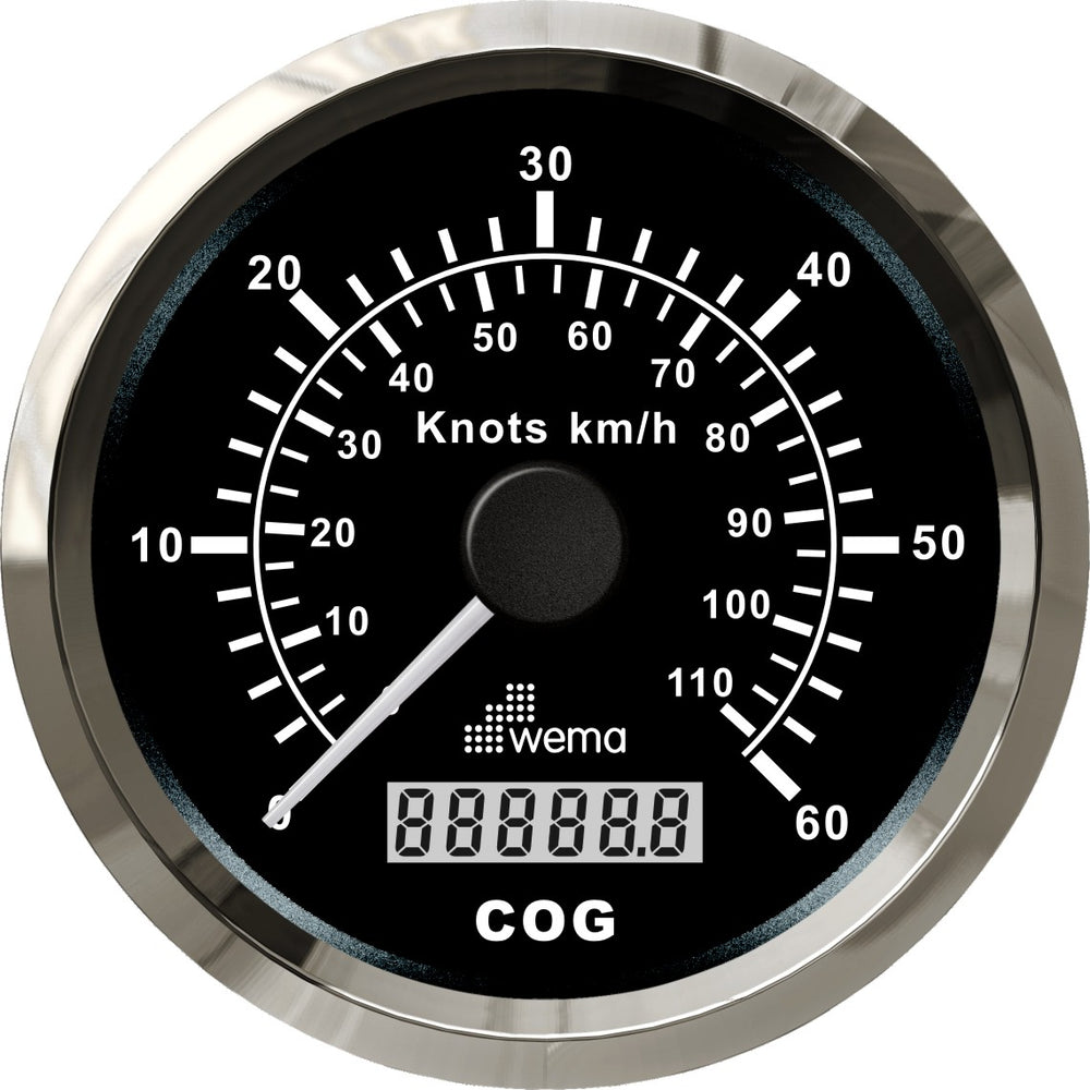 Silver serie GPS speedometer zwart 60kn/110km
