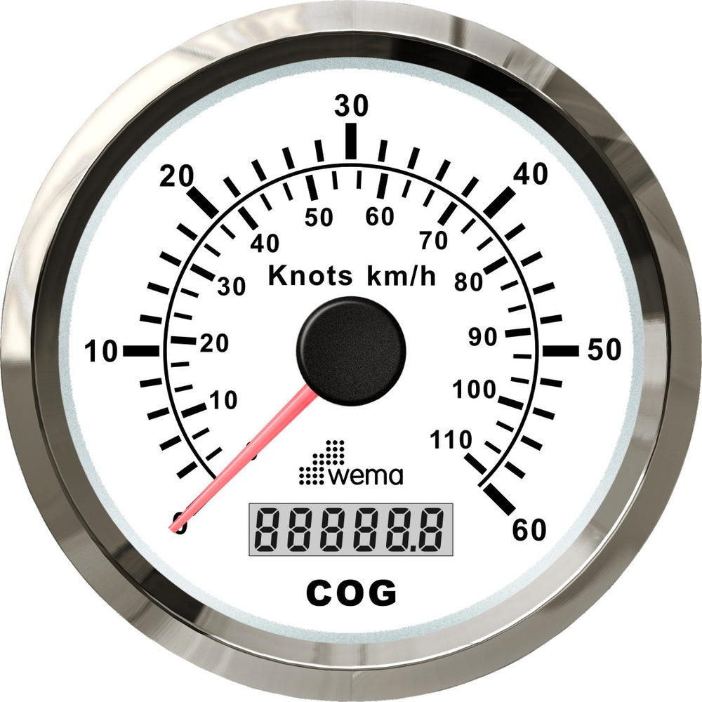 Silver serie GPS speedometer wit 60kn/110km