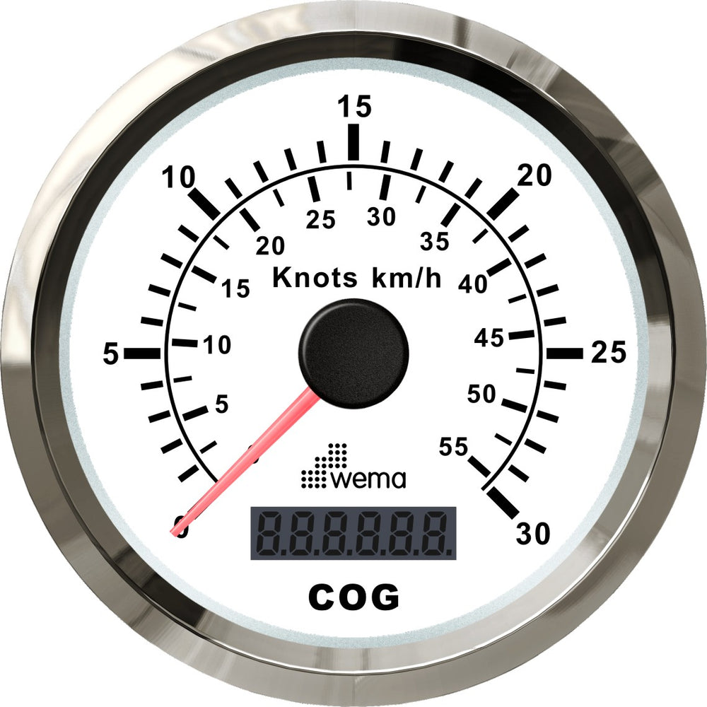 Silver serie GPS speedometer wit 30kn/54km