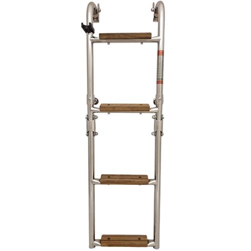 Hollex uitklapbare zwemtrap rvs316 2+2 treden teak